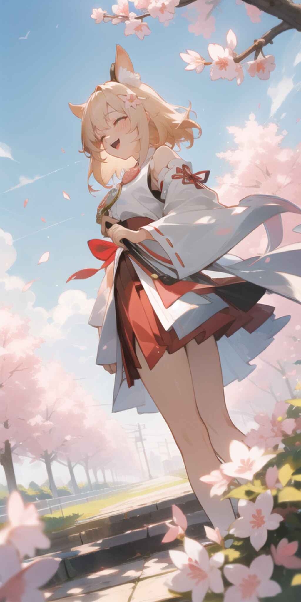 巫女さん・お花見