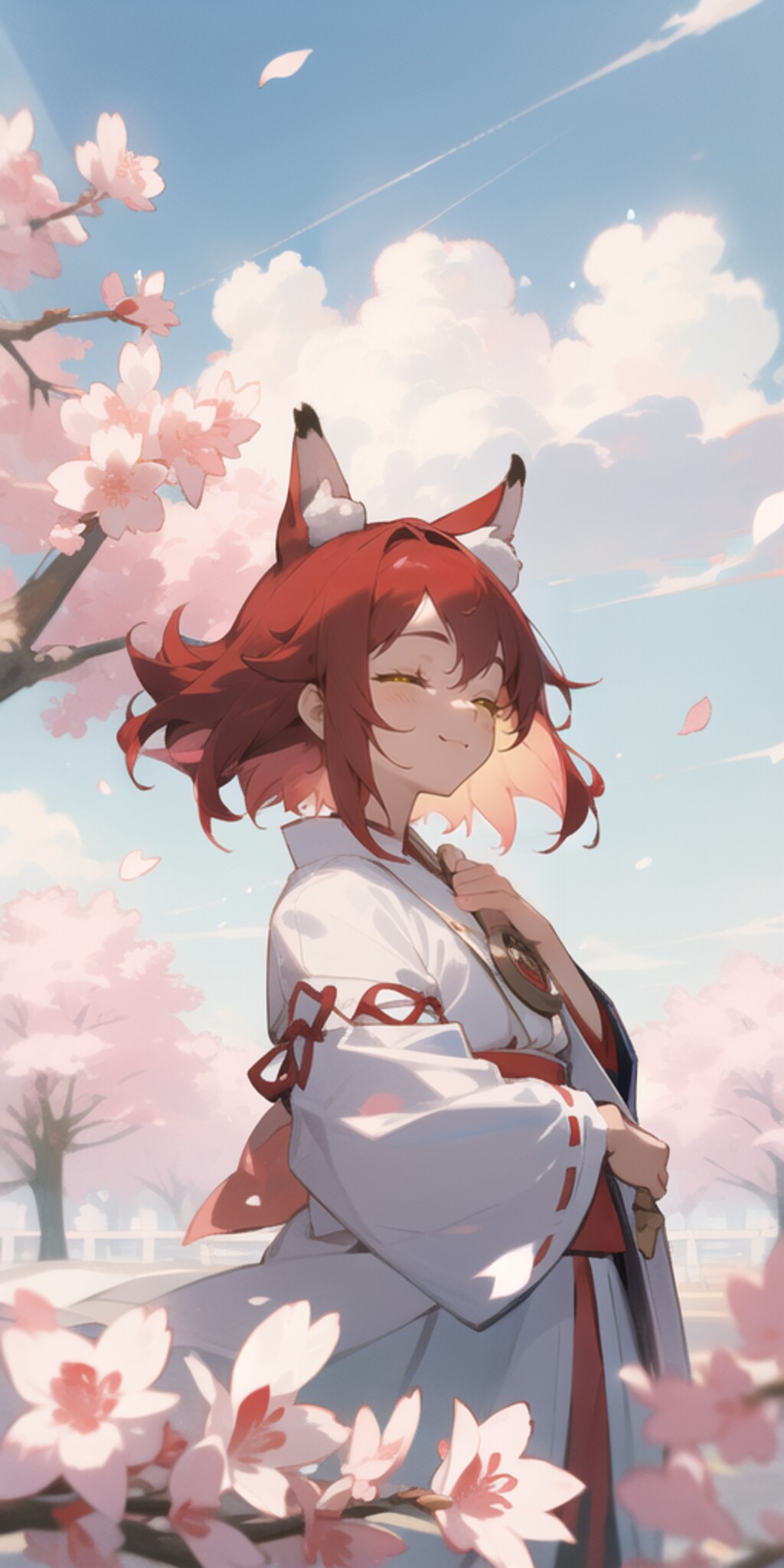 巫女さん・お花見