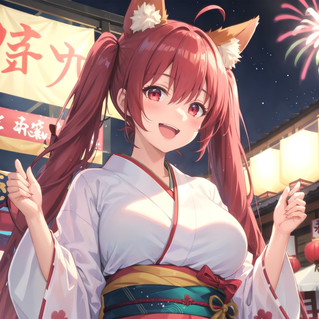 神社のお祭りで