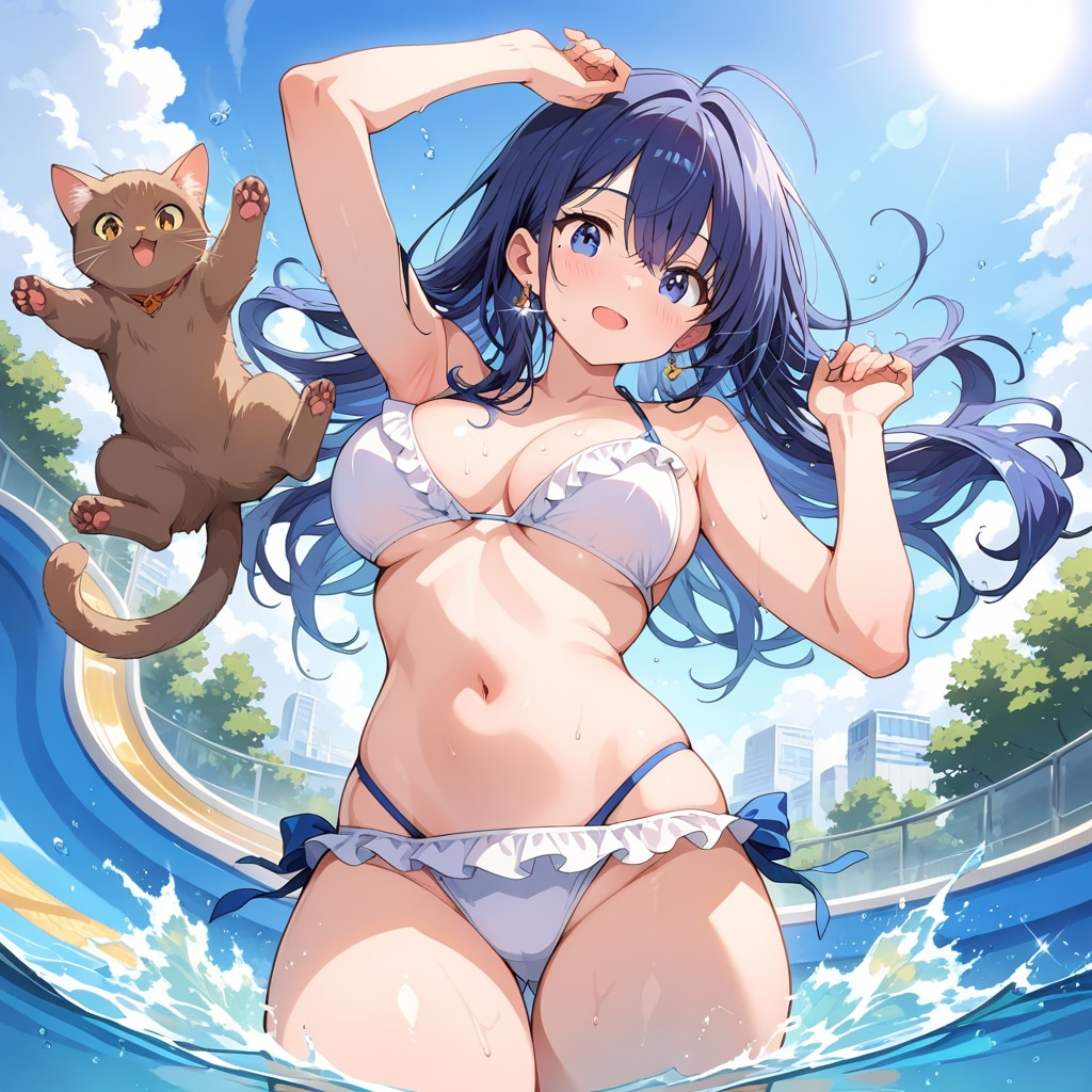 ぬわいだーの下でポーズする、あい。それはちげえよ！