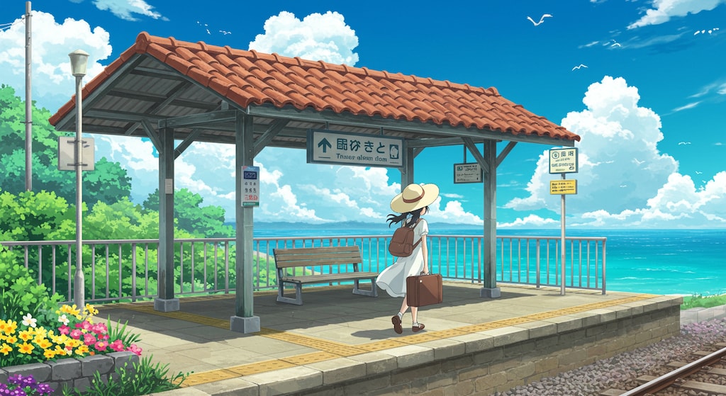 旅行に行く少女