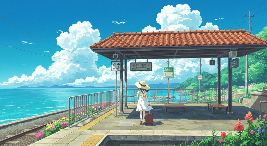 旅行に行く少女