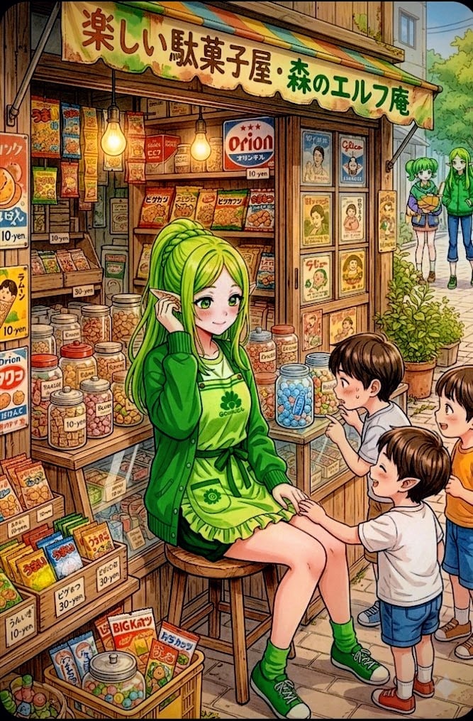 緑色エルフの懐かしい駄菓子屋さん