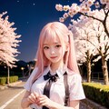 夜桜と女子高生 2枚目