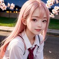 夜桜と女子高生 3枚目