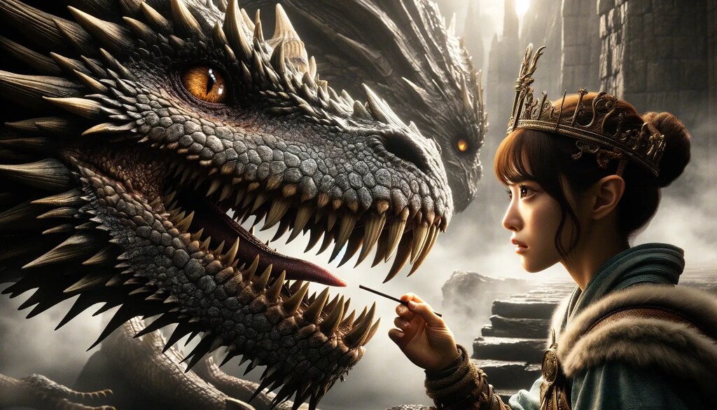 ドラゴンを餌付けする姫騎士