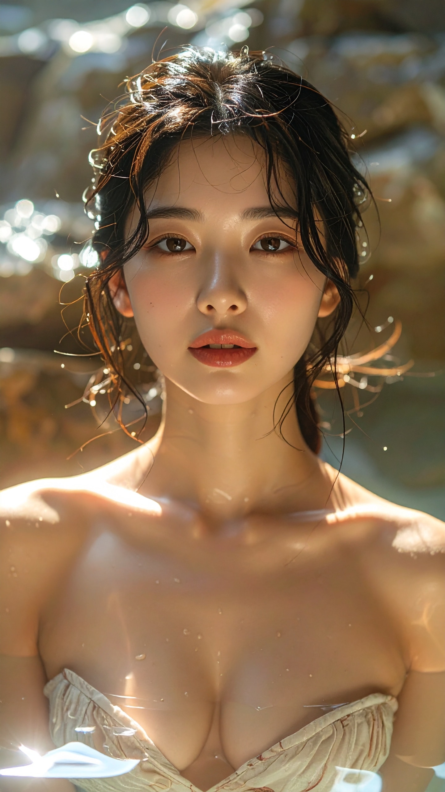 岩風呂で撮影