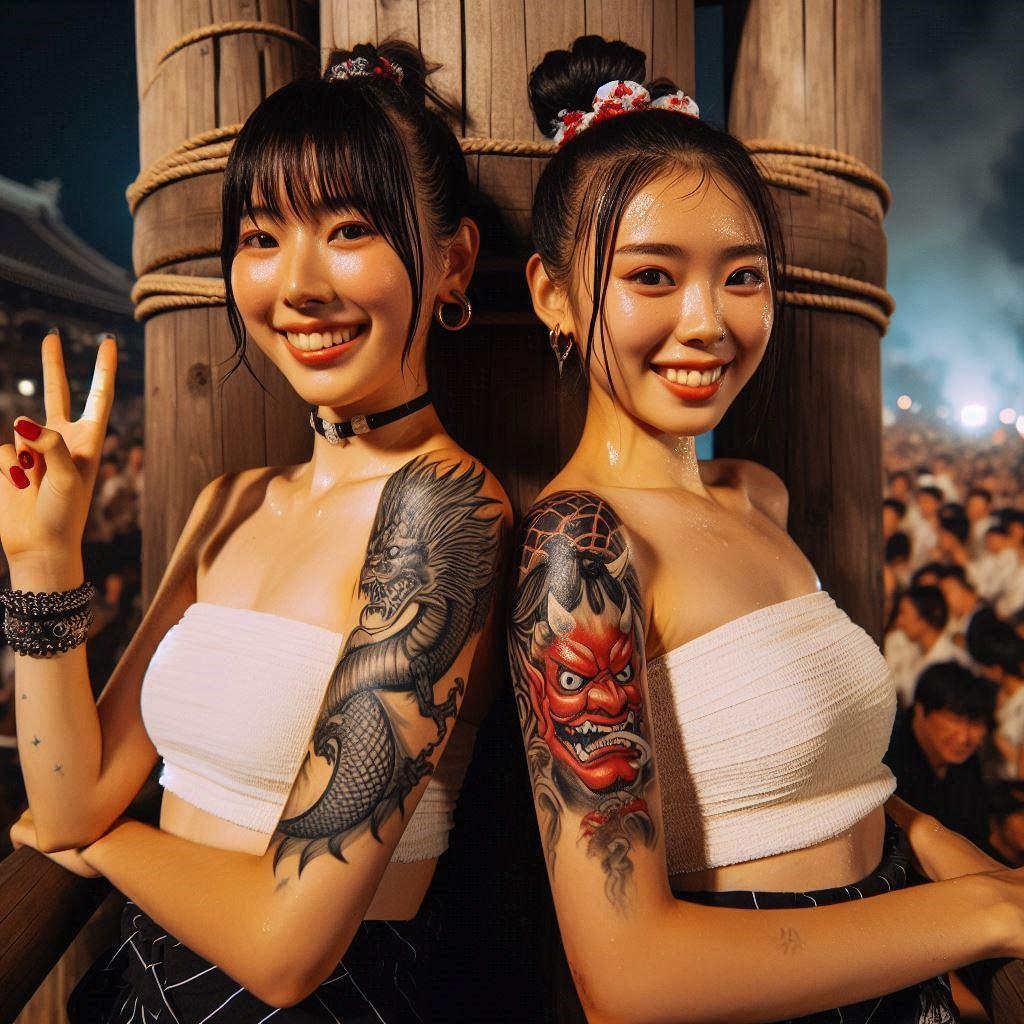 祭りの夜の女性達