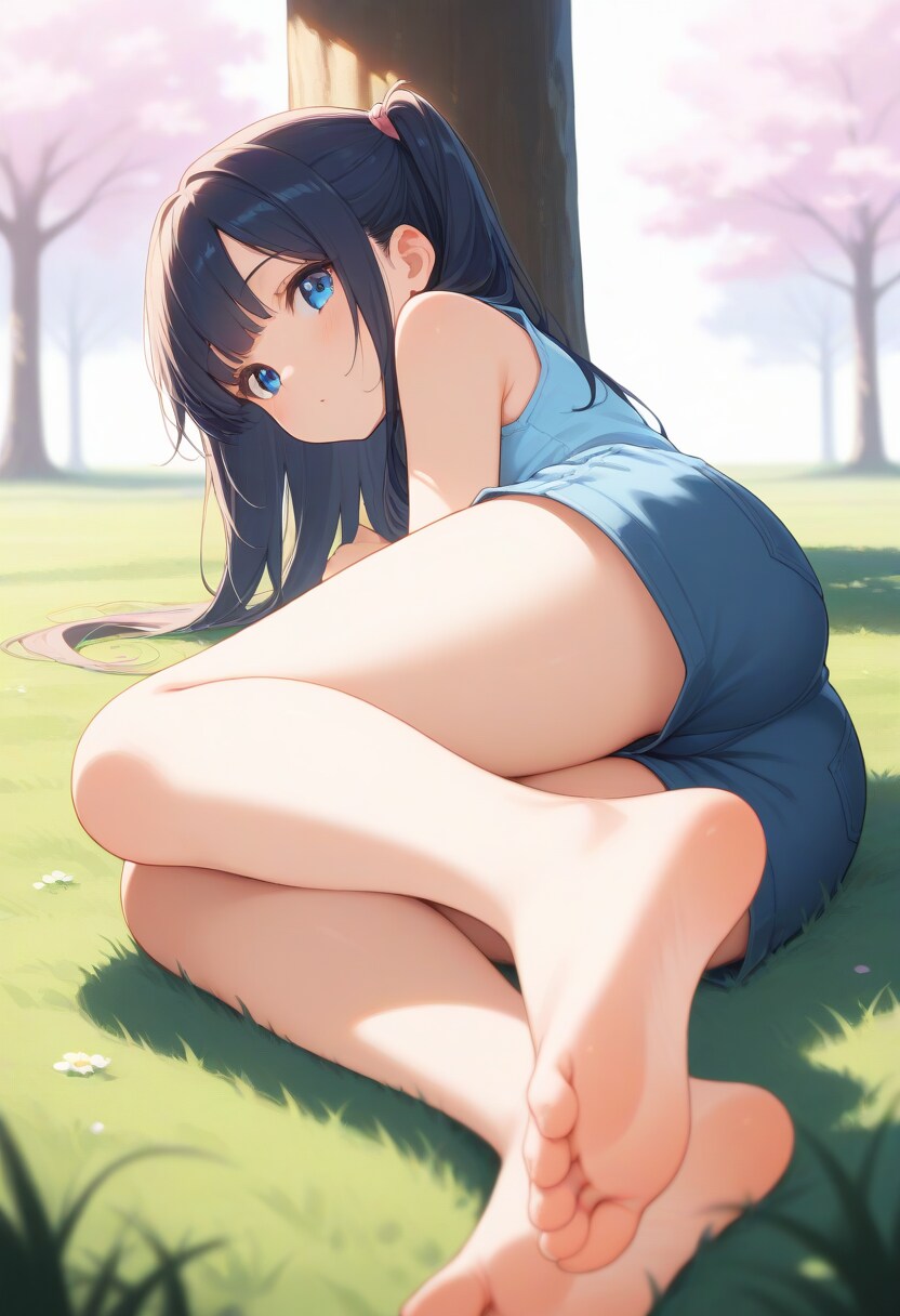 芝生でごろ寝