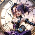 時計と紫髪の人 3枚目