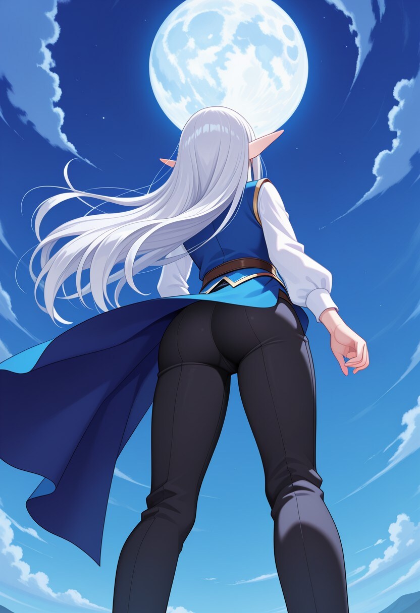 from back, from below