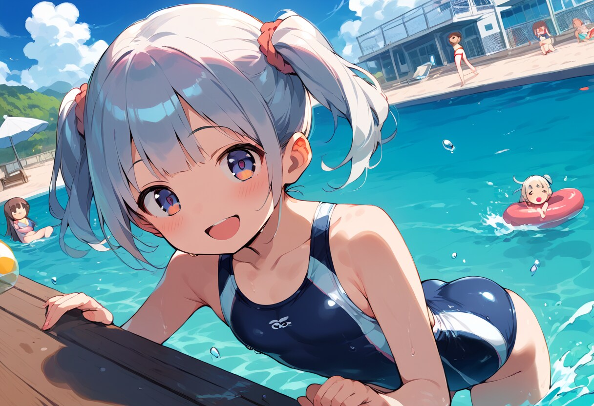 お友達と海辺のプールへ