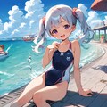 お友達と海辺のプールへ 2枚目