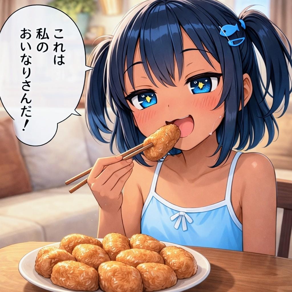 いなり寿司を食べるこなつちゃん