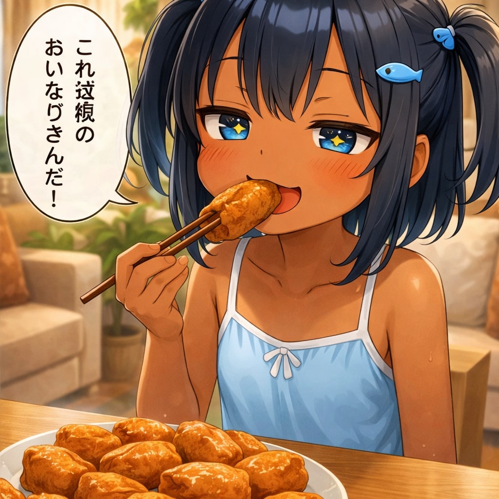 いなり寿司を食べるこなつちゃん