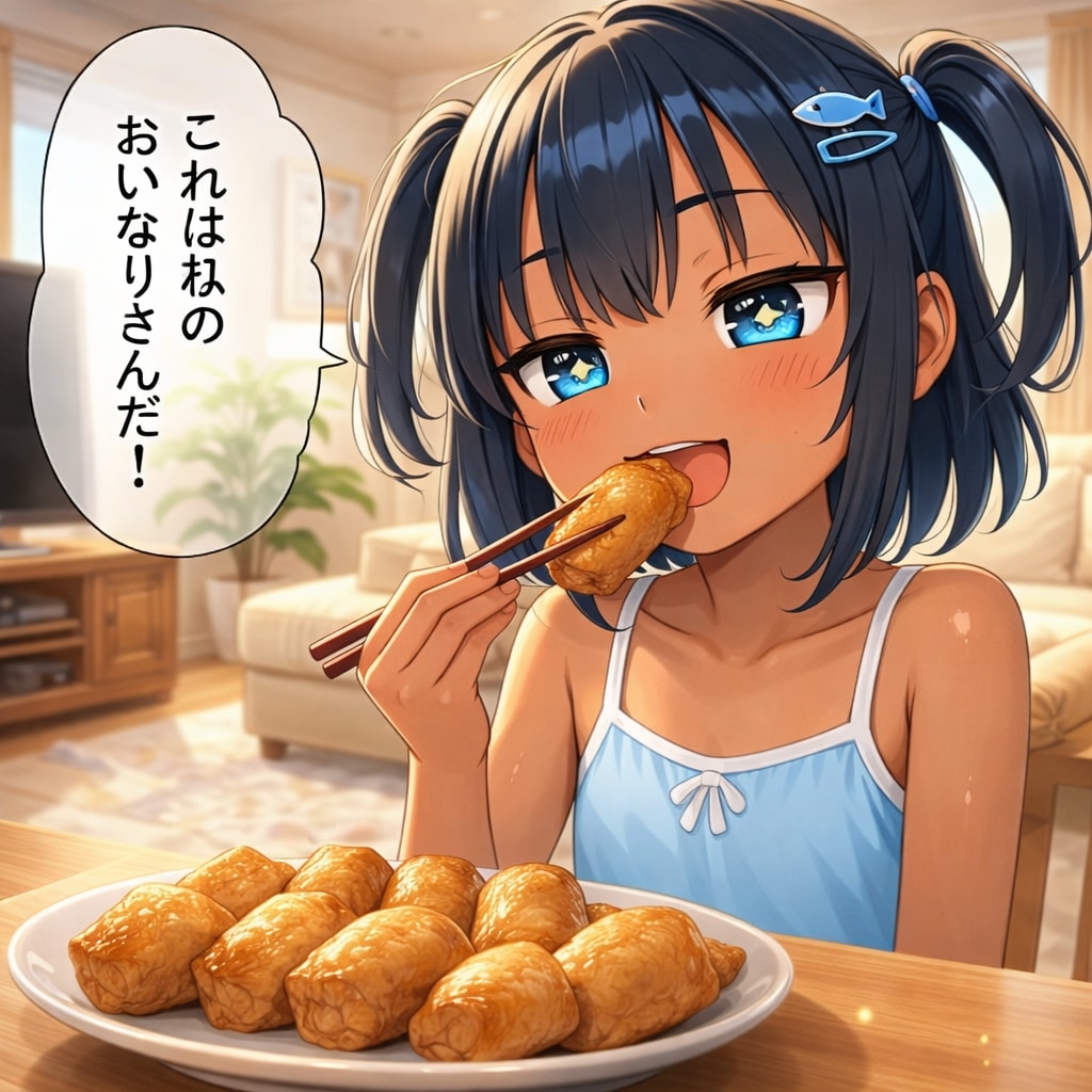 いなり寿司を食べるこなつちゃん