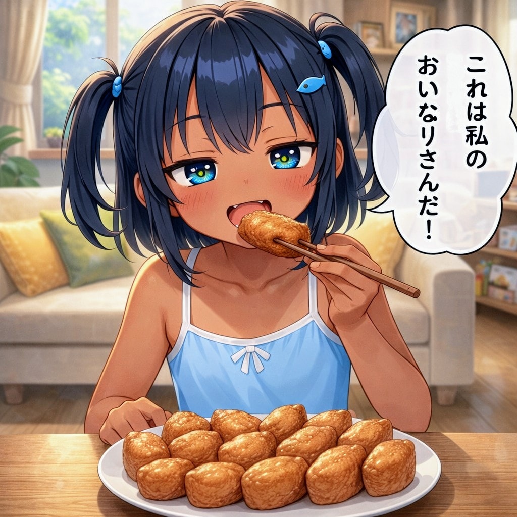 いなり寿司を食べるこなつちゃん