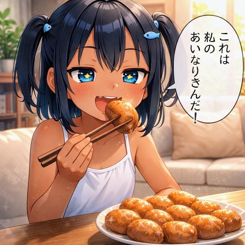 いなり寿司を食べるこなつちゃん