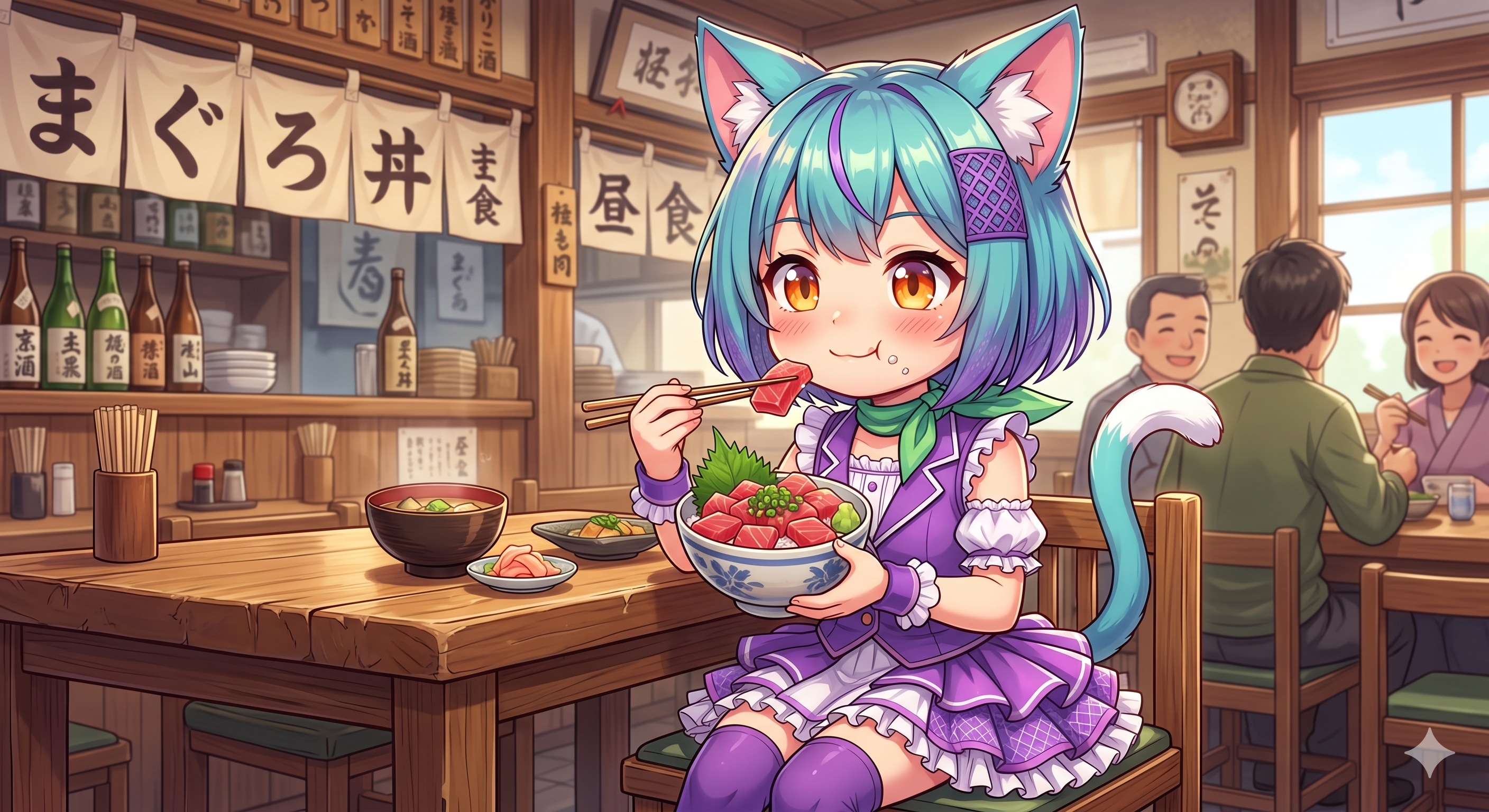 今日のお昼はマグロ丼です🐟️ | の人気AIイラスト・グラビア