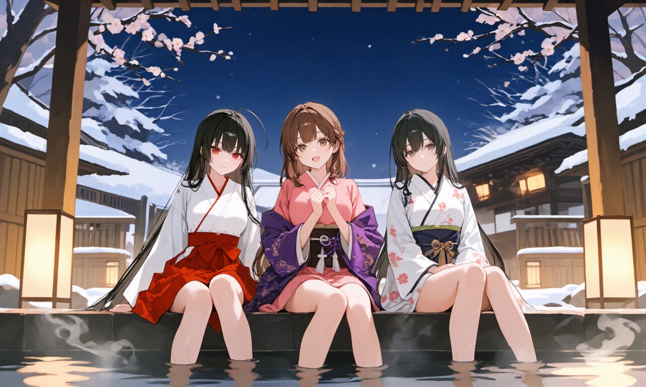 足湯女子達　冬