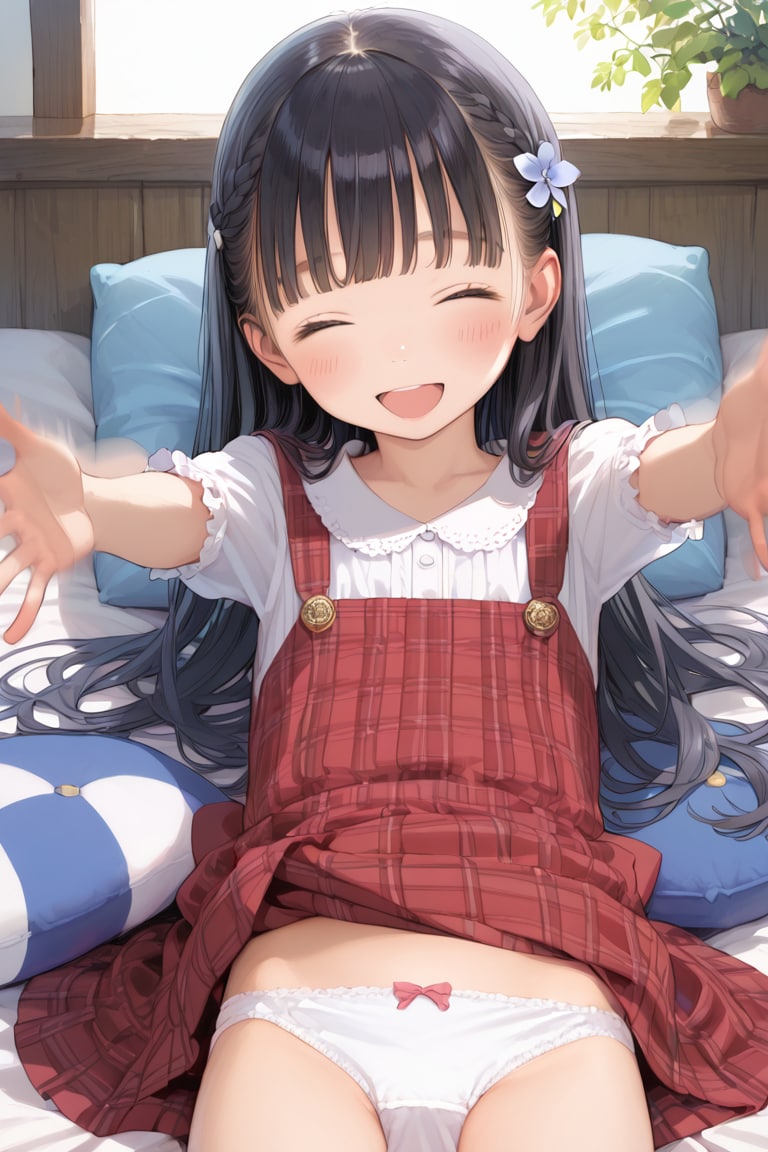 【リクエスト×２】私服長髪〇リJ〇ちゃんがベッドでお迎えポーズ＆よつんばいでお誘いオナ