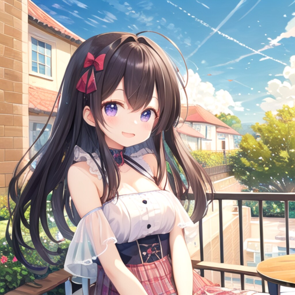 テラス席の女の子