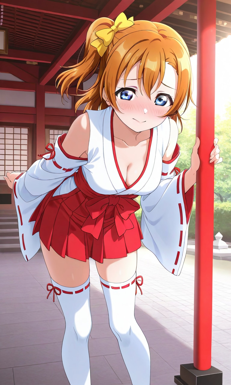 エッチな巫女衣装の穂乃果ちゃんと新年エッチ