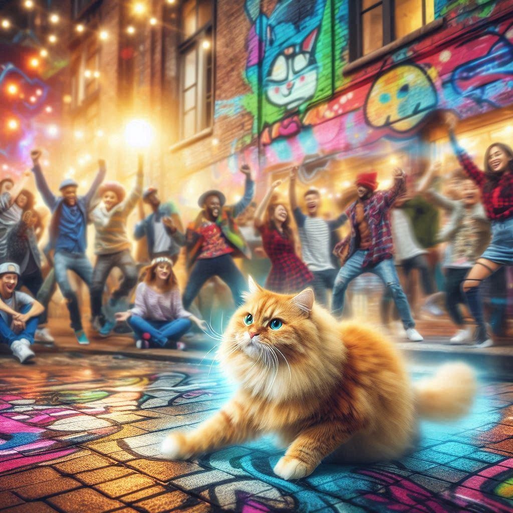 ブレイクダンス猫とエフェクト