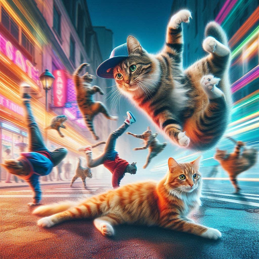 ブレイクダンス猫とエフェクト