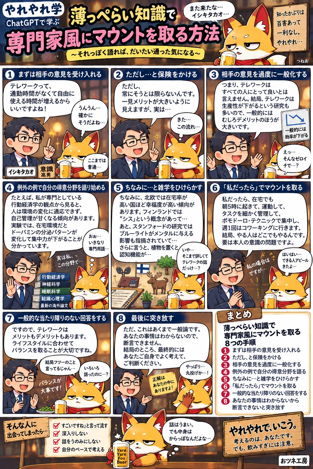 やれやれ学「薄っぺらい知識で専門家風にマウントを取る方法」 | の人気AIイラスト・グラビア