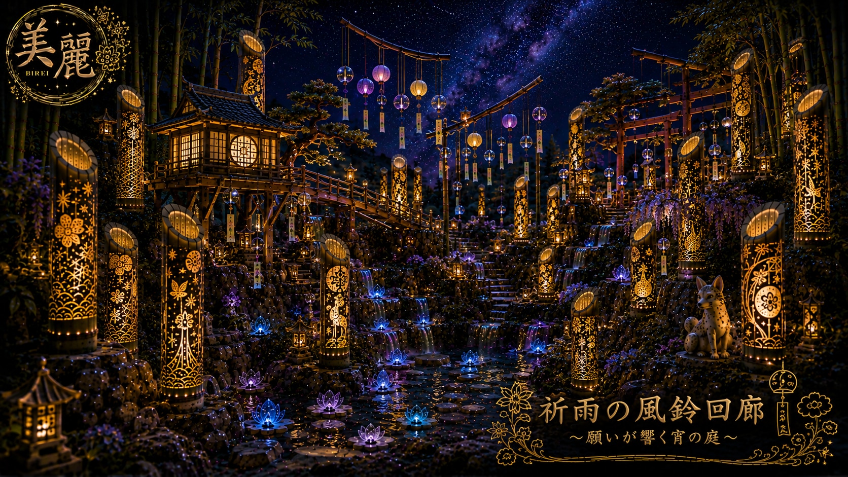 Bamboo Lanterns with Openwork Carving / 竹灯り・透かし彫りアート #patreon #ChatGPT #customGPT #GPTs  #美麗 #竹灯り #b | の人気AIイラスト・グラビア
