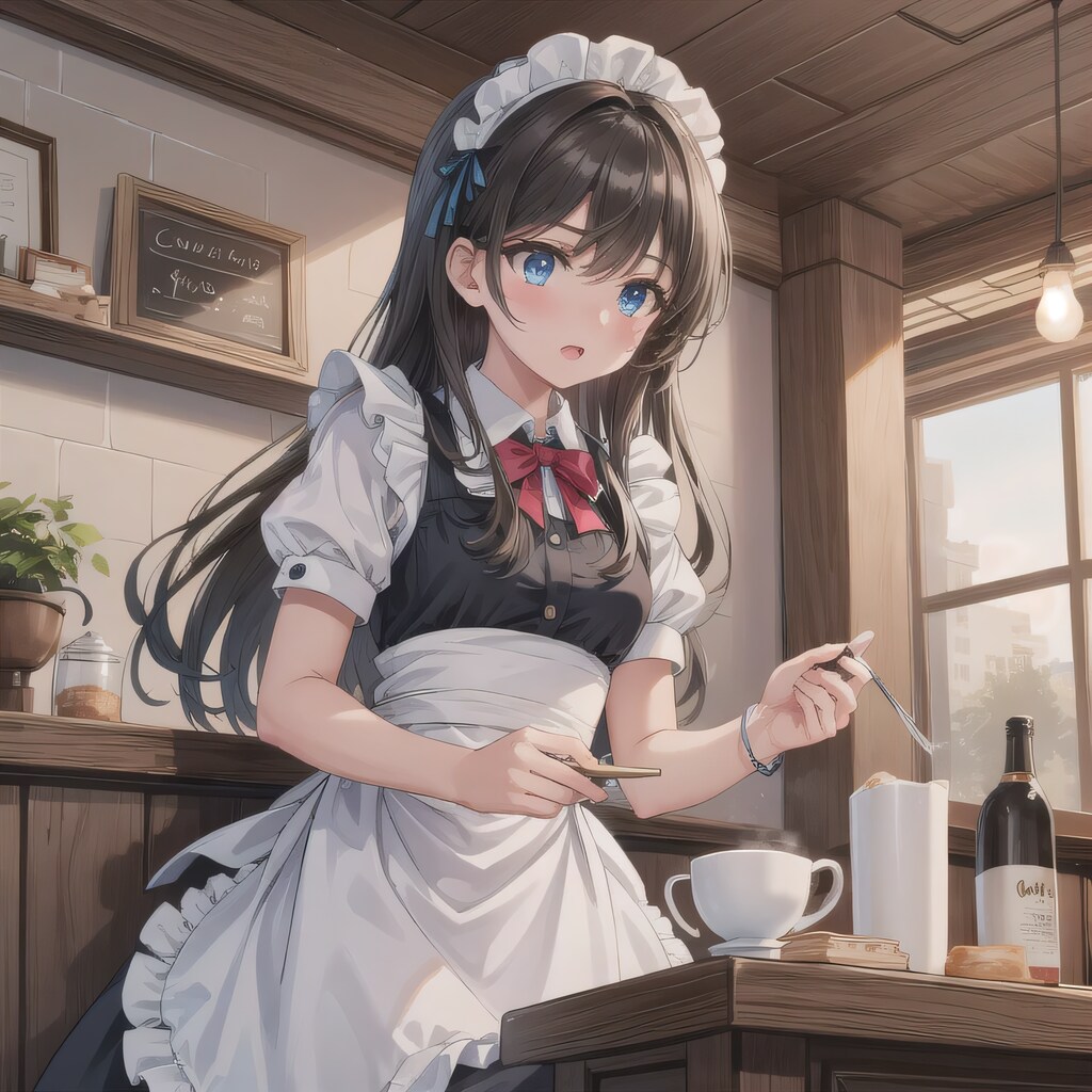 黒髪ロングでカフェの少女９