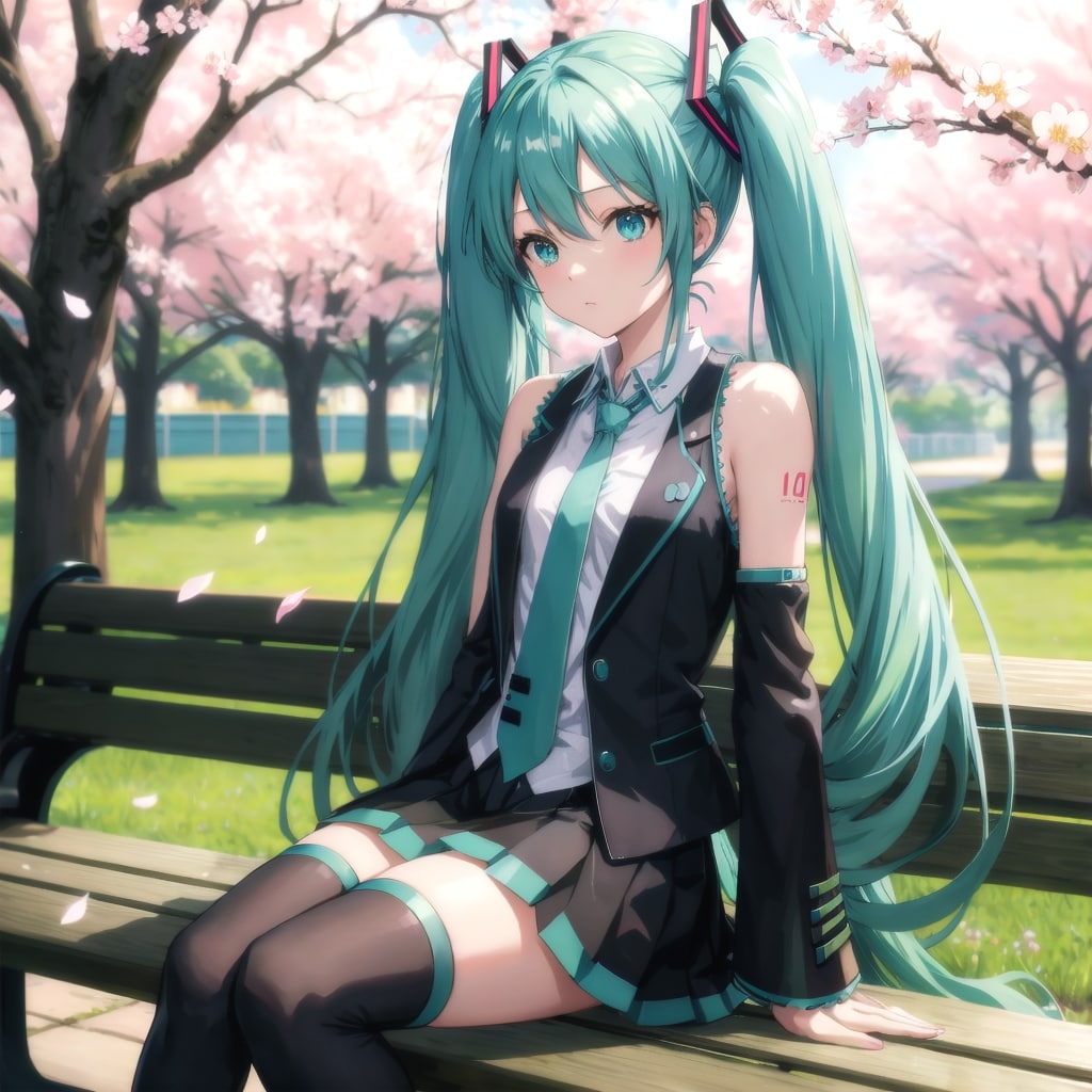 初音ミク、公園ベンチ