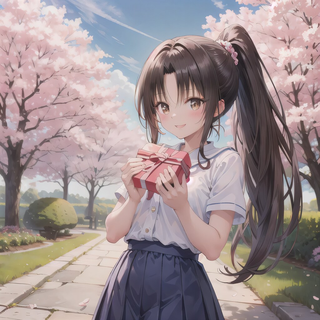 黒髪ポニテでセーラー服の少女