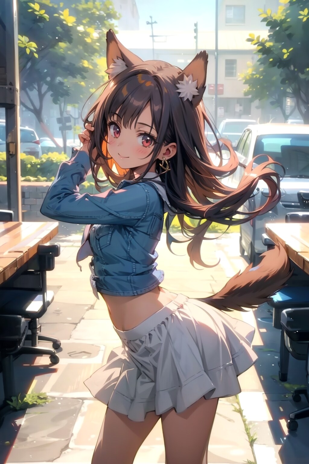 ロングヘアの美少女犬娘