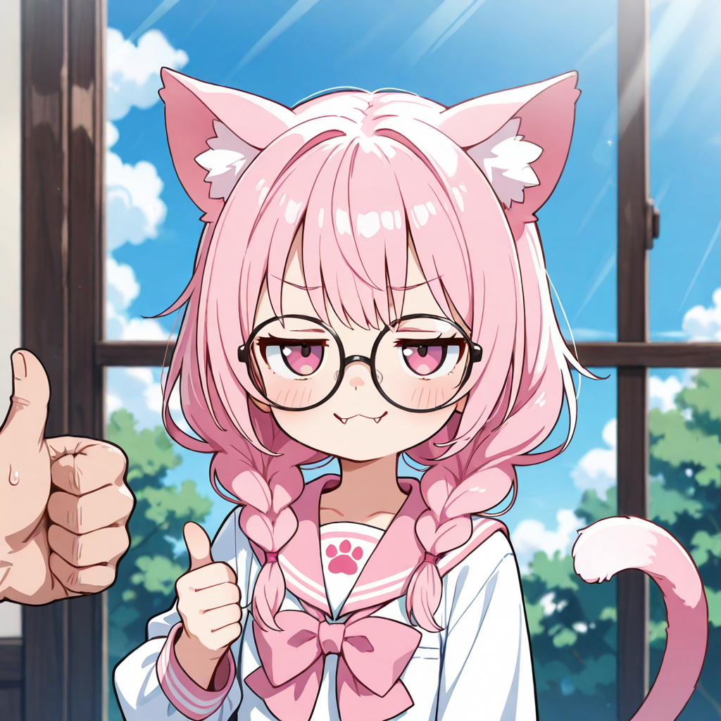 セーラー服眼鏡のねこちゃん | の人気AIイラスト・グラビア