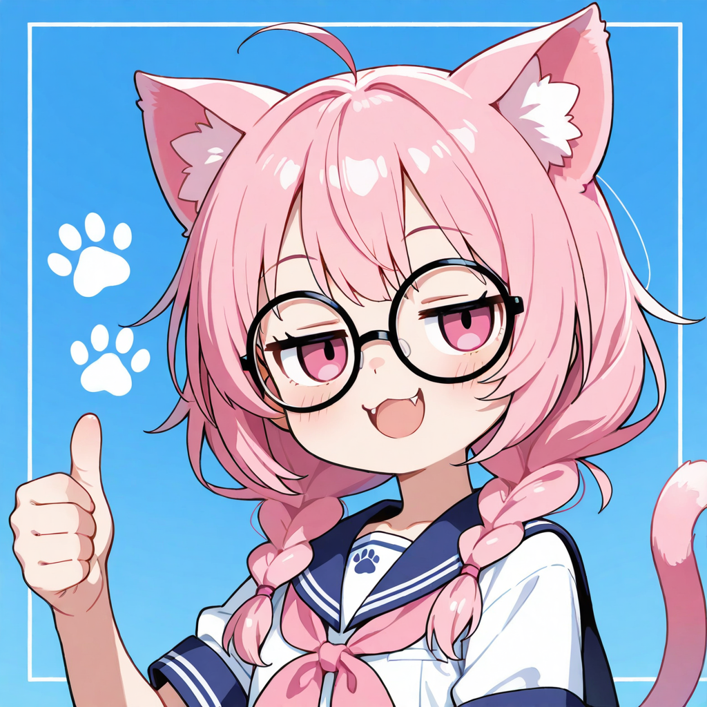 セーラー服眼鏡のねこちゃん