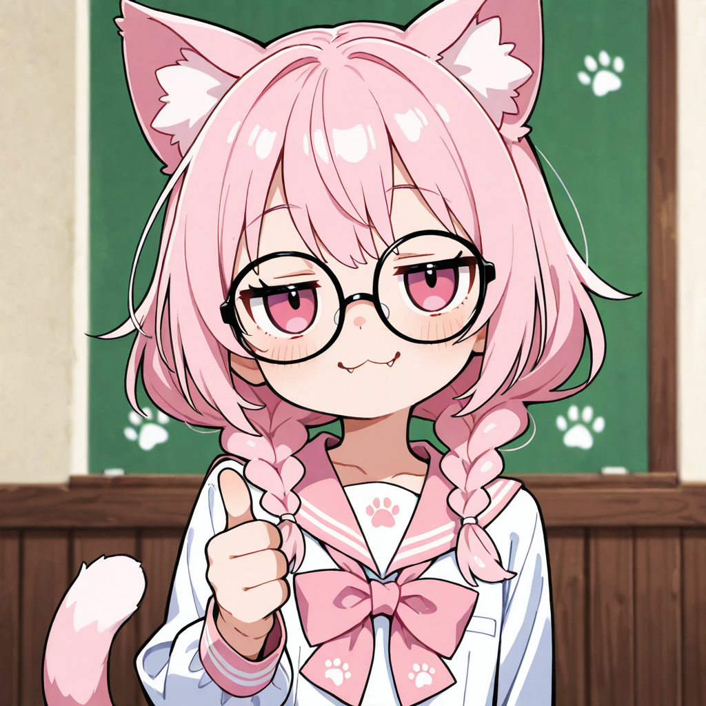 セーラー服眼鏡のねこちゃん