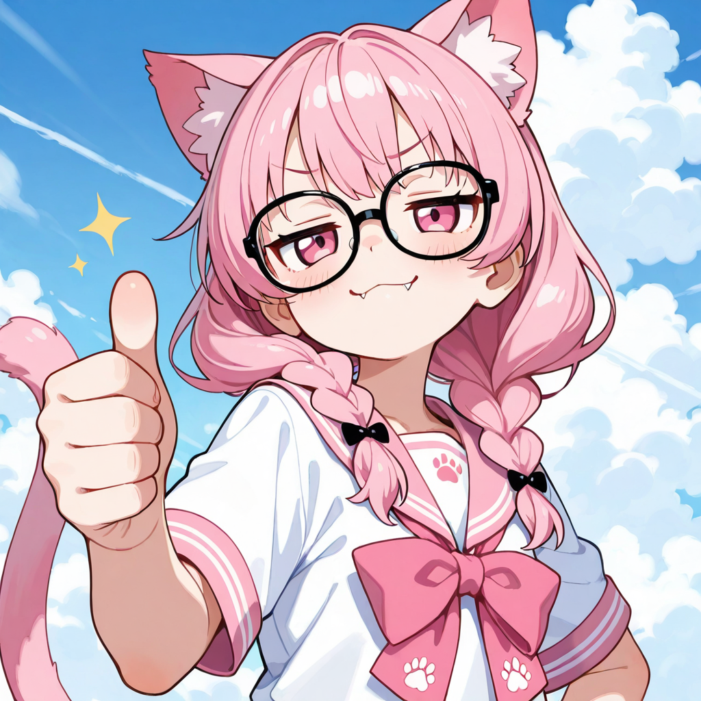 セーラー服眼鏡のねこちゃん