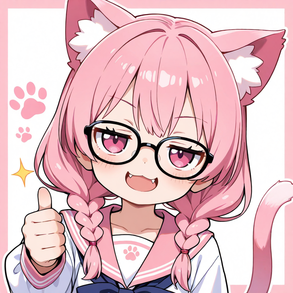 セーラー服眼鏡のねこちゃん