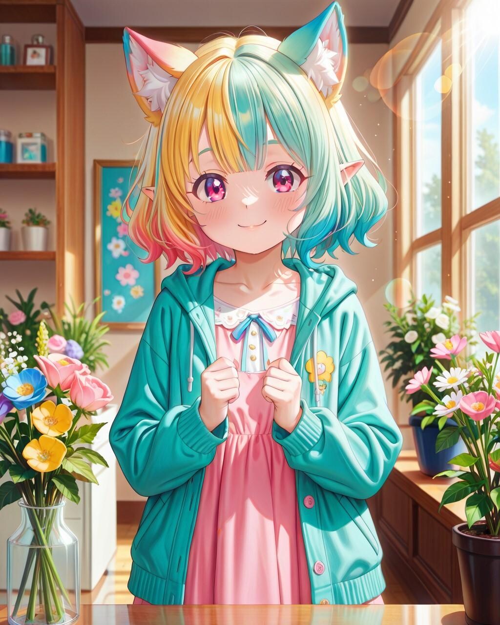 5枚）花屋とケモ耳エルフさん