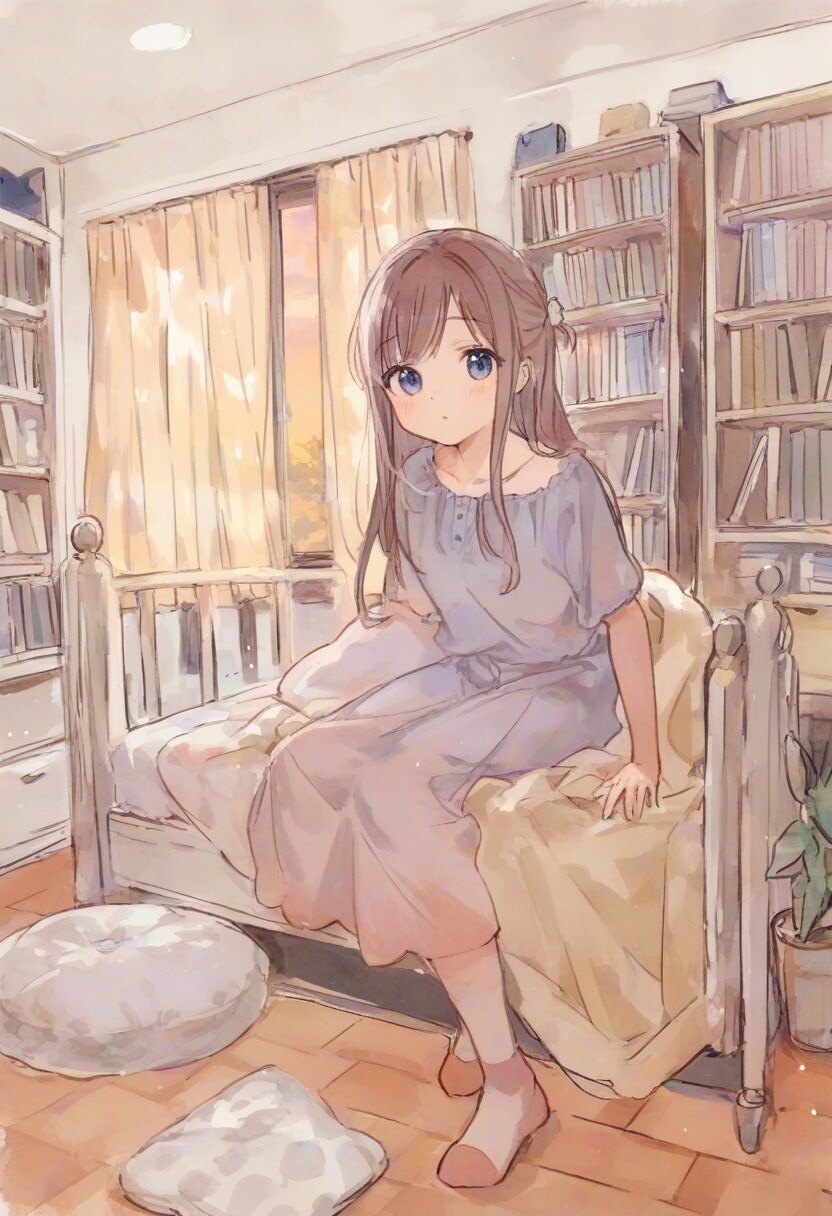 少女の部屋(水彩タッチ)(185) | の人気AIイラスト・グラビア