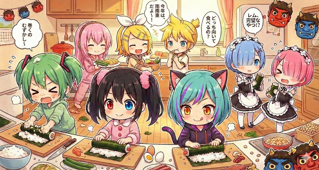 恵方巻き皆で作って皆で食べよ～!🎶