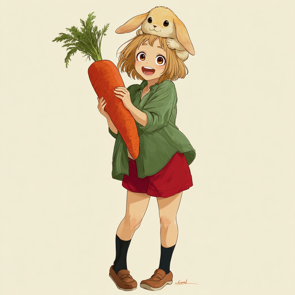 頭にウサギを載せて