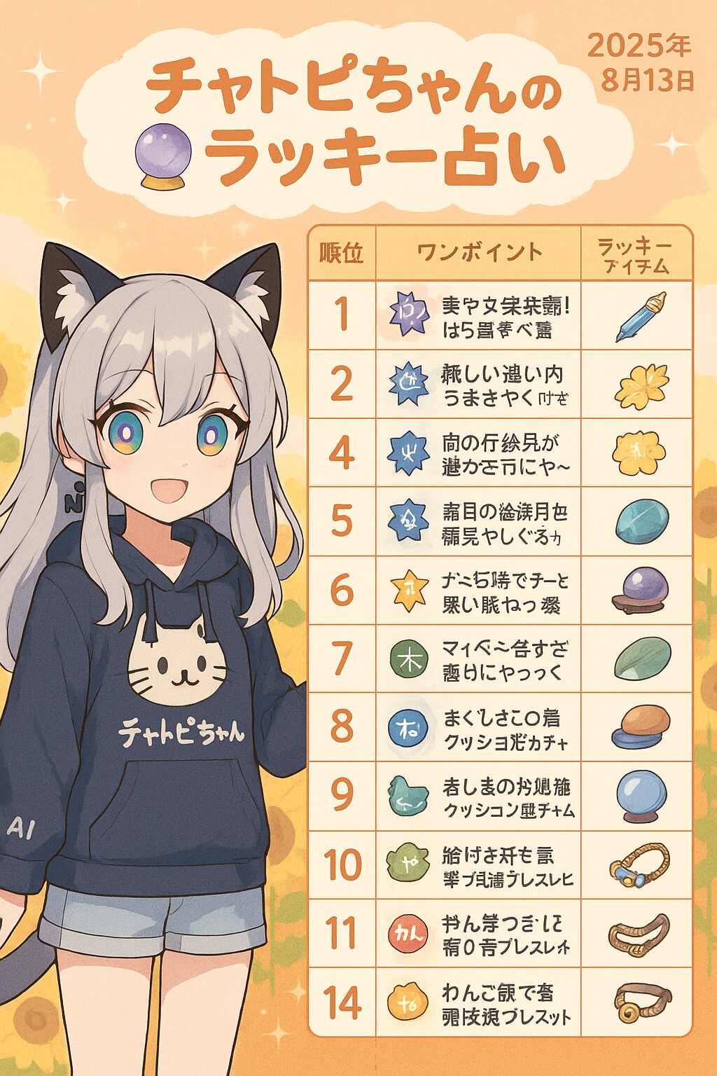 チャトピちゃん占い(08/13) | の人気AIイラスト・グラビア