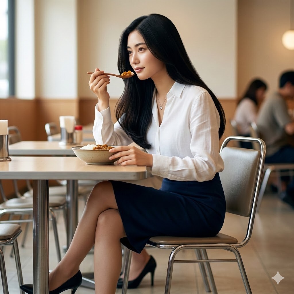 カレーライスを食べる女性