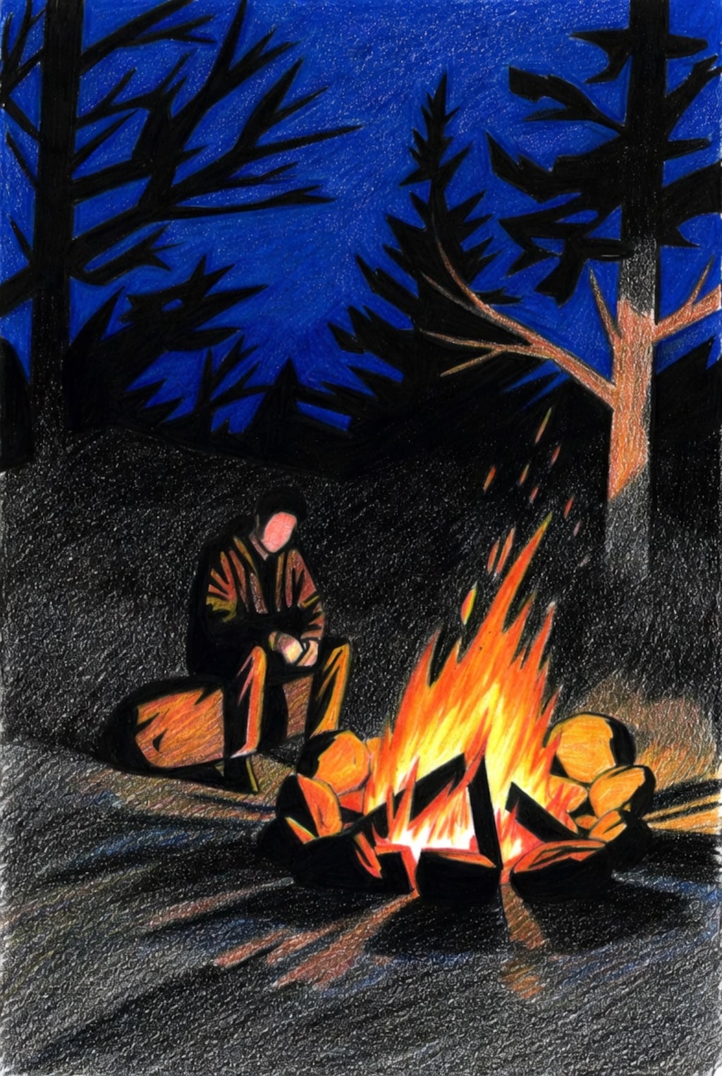 焚き火と静かな夜