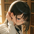 図書館で巨乳眼鏡っ娘が読書中📗📚 3枚目