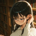 図書館で巨乳眼鏡っ娘が読書中📗📚 2枚目