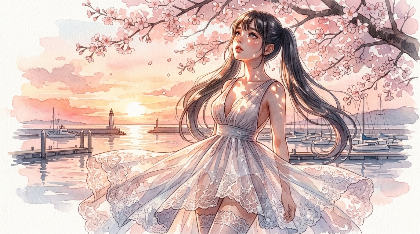 夕日と桜 | の人気AIイラスト・グラビア